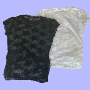 🤍🖤 SET OF TWO - AdoreMe Black & White Sheer Lace Tops 🤍🖤
